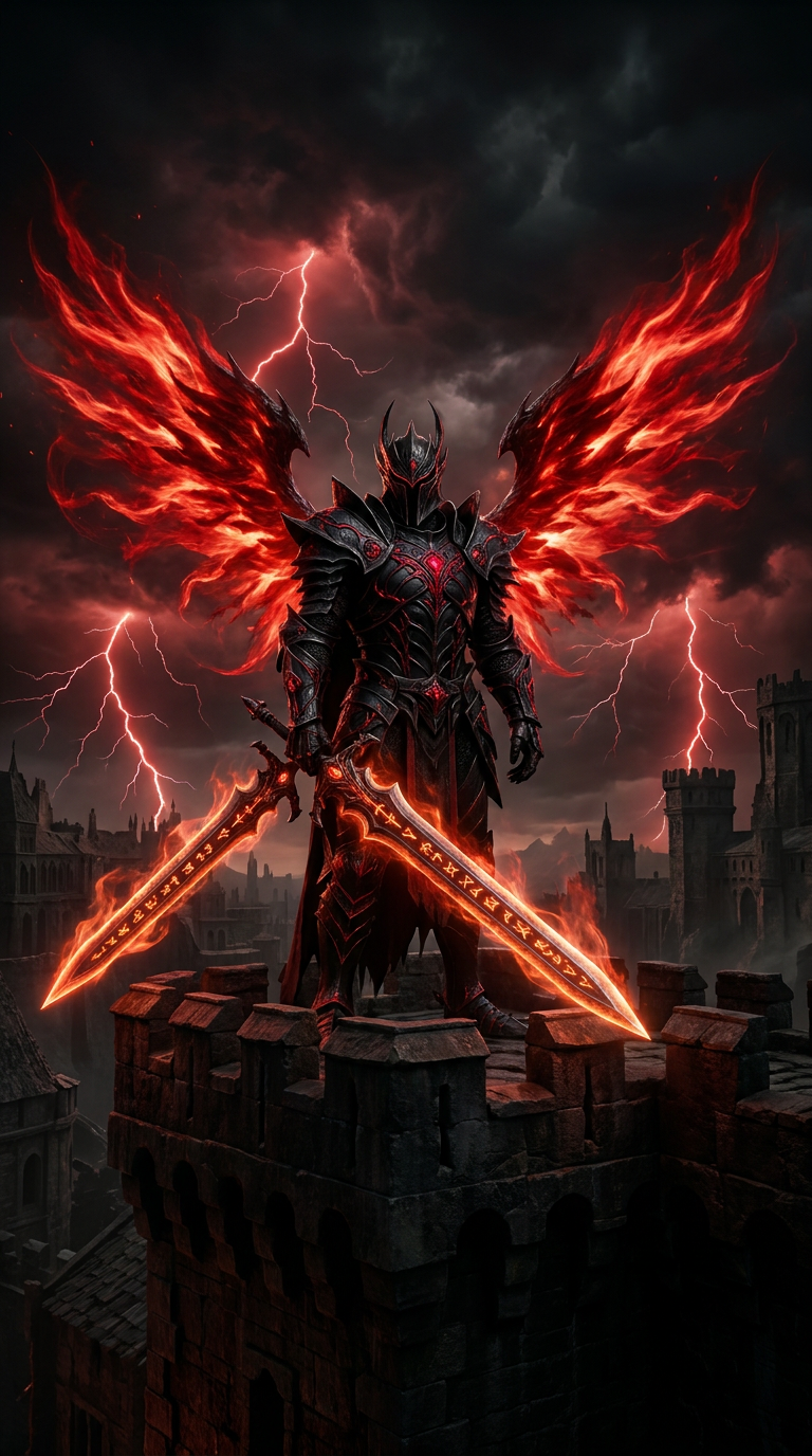 Mobile OLED Wallpaper — Dual-Blade Knight